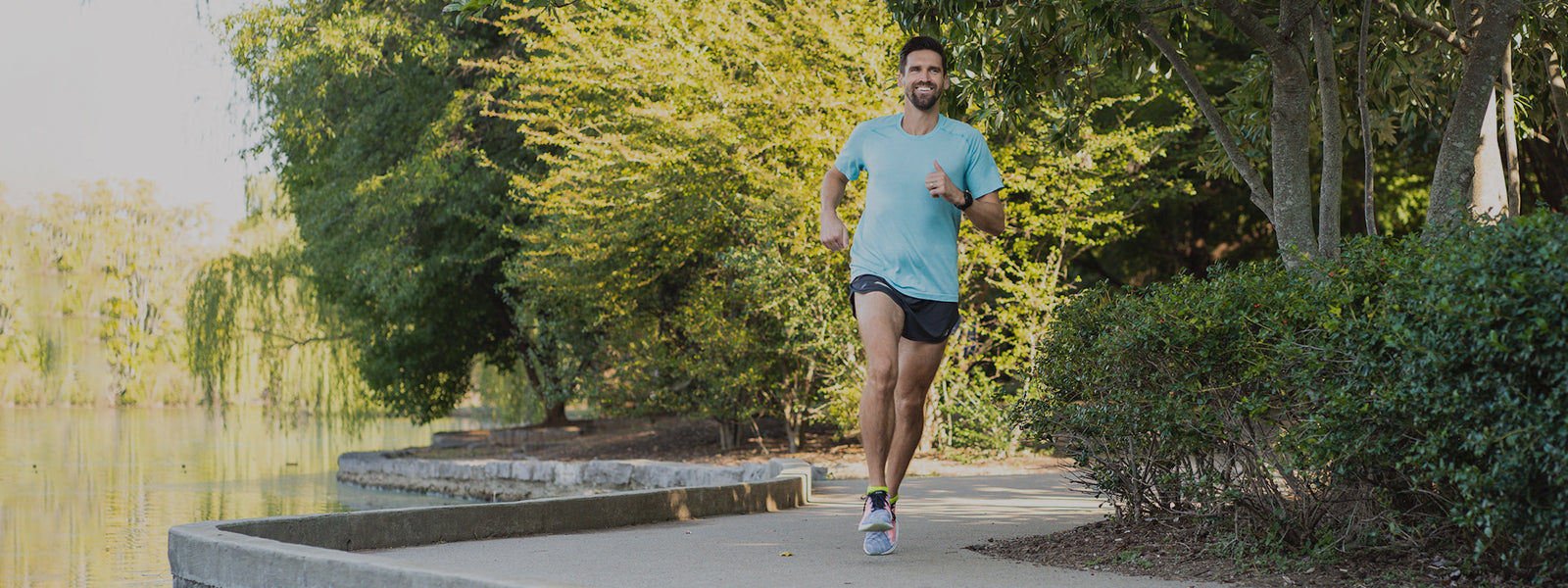 Men's Running Socks header image, man running