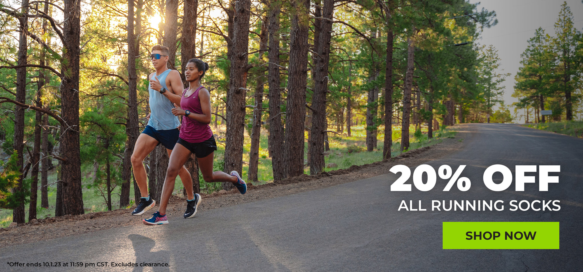 20% Off All Running Socks, Shop Now, *Offer ends 10.1.23 at 11:59 pm CST. Excludes clearance.