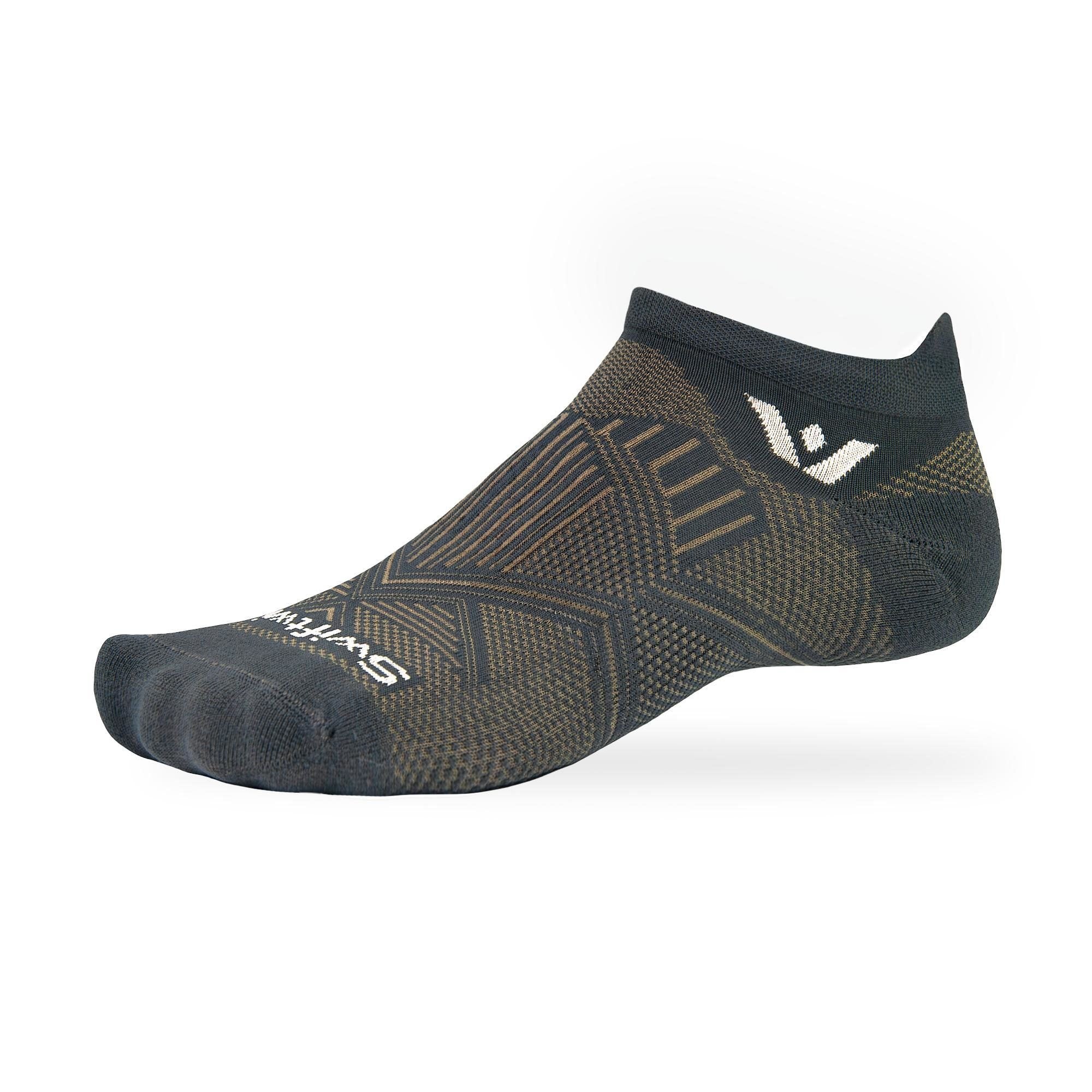 Aspire No Show - Firm Compression Running Socks - Navy Gray