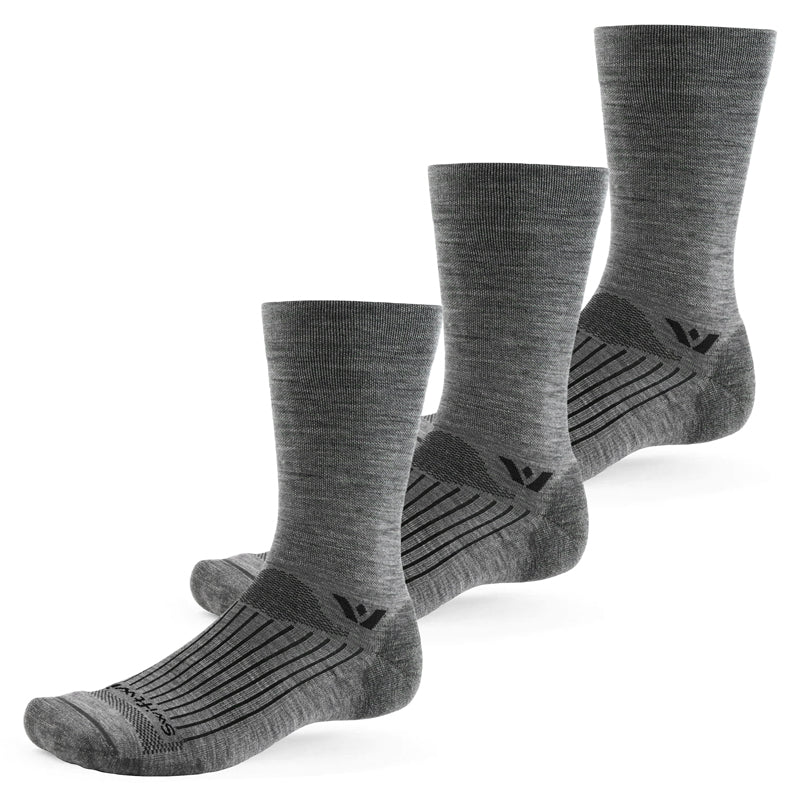 Swiftwick Pursuit Crew - Merino Wool Socks - Coal Gray Stripe
