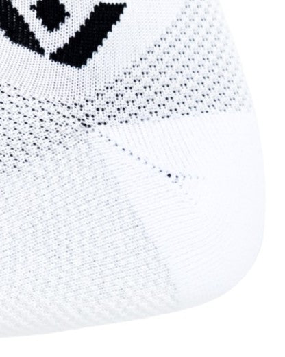Close-up of the Vision Mid-Crew sock Y-shaped heel construction