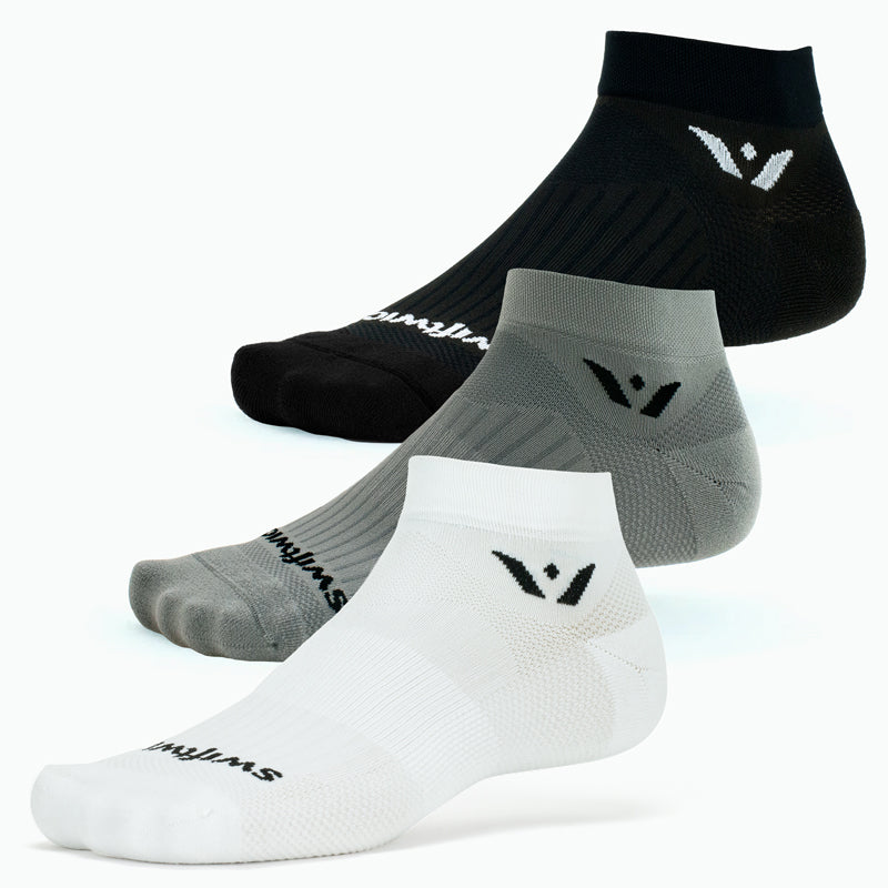 Aspire One 3-Pairs Socks, Black, White, Pewter